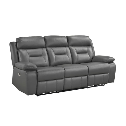 Homelegance Laconia Power Double Reclining Sectional Sofa Gray 9629DGY-3PW