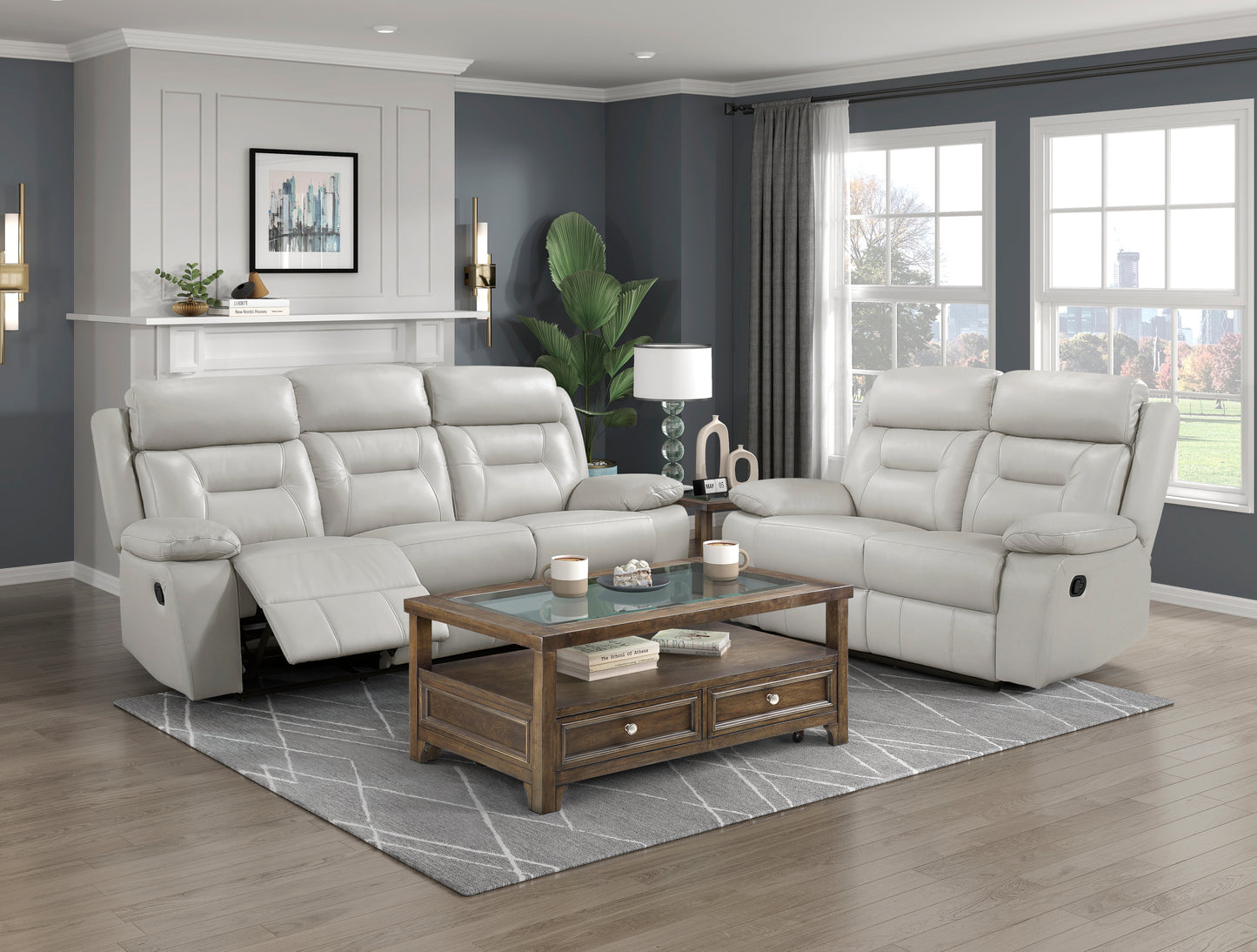 Homelegance Laconia Loveseat Reclining in Silver 9629SVE-2