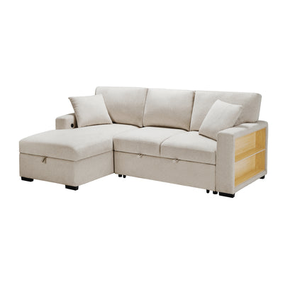 Homelegance Pompano Sectional Sofa in Soft Beige Boucle with Hidden Storage 9630BE-2LC2R