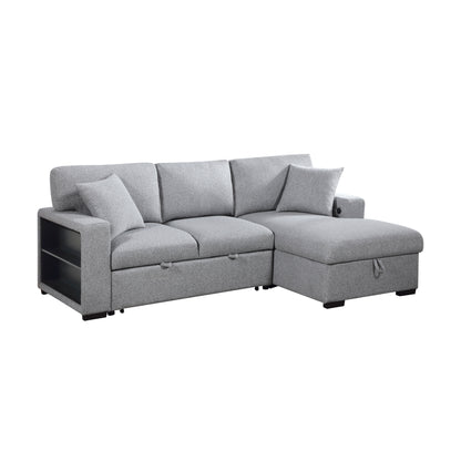 Homelegance Pompano Sectional Sofa Gray with Pull-Out Bed and Storage 9630GY-22LRC