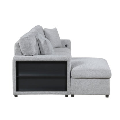 Homelegance Pompano Gray Sectional Sofa with Pull-Out Bed and Storage 9630GY-2LC2R
