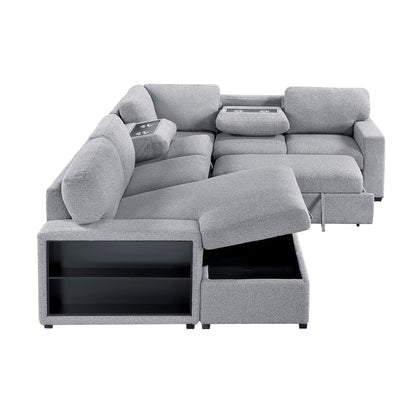 Homelegance Pompano Gray Sectional Sofa 9630GY-4LC2R