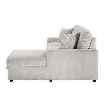 Homelegance Marsh Sectional Sofa in Moonbeam with Pull-Out Bed and Storage 9633MNB-22LRC