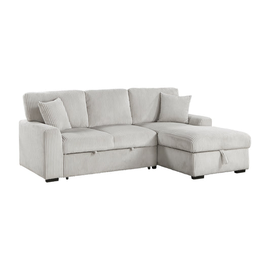 Homelegance Marsh Sectional Sofa in Moonbeam with Pull-Out Bed and Storage 9633MNB-22LRC