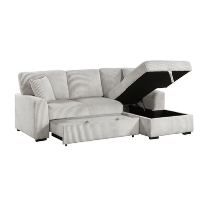 Homelegance Marsh Sectional Sofa in Moonbeam with Pull-Out Bed and Storage 9633MNB-22LRC