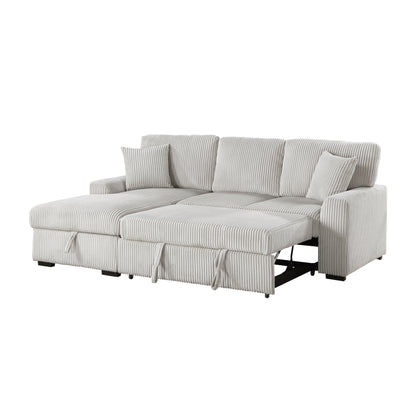 Homelegance Marsh 2-Piece Sectional Sofa in Moonbeam with Storage and Bed 9633MNB-2LC2R