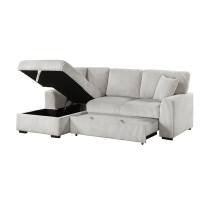 Homelegance Marsh 2-Piece Sectional Sofa in Moonbeam with Storage and Bed 9633MNB-2LC2R