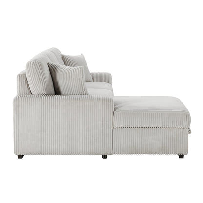 Homelegance Marsh 2-Piece Sectional Sofa in Moonbeam with Storage and Bed 9633MNB-2LC2R