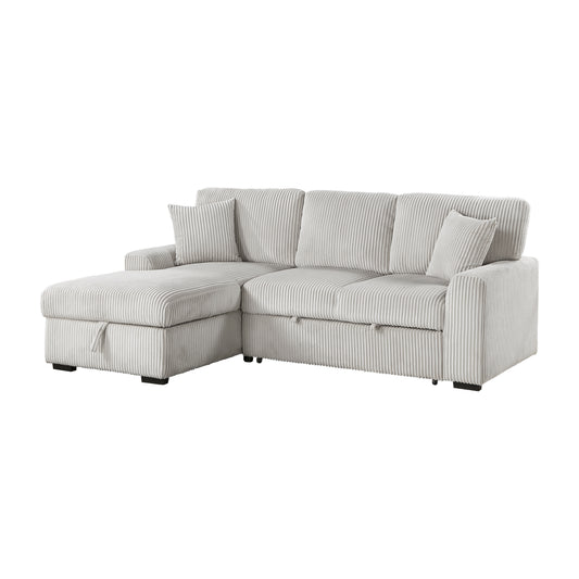 Homelegance Marsh 2-Piece Sectional Sofa in Moonbeam with Storage and Bed 9633MNB-2LC2R