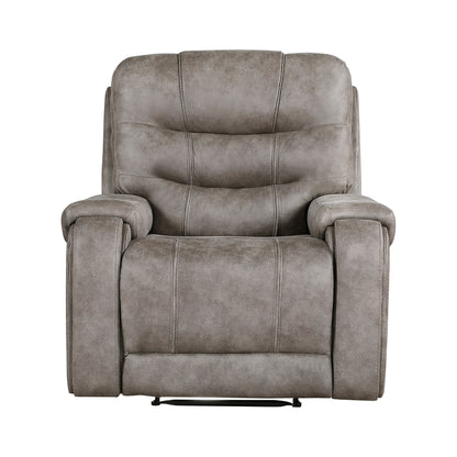 Homelegance Oberon Reclining Chair in Grayish Brown Polished Microfiber 9634GBR-1