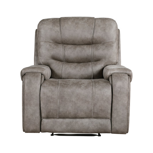 Homelegance Oberon Reclining Chair in Grayish Brown Polished Microfiber 9634GBR-1