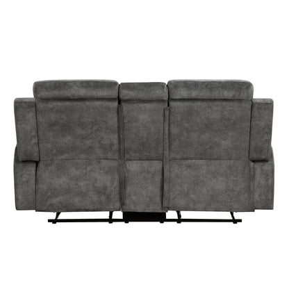 Homelegance Yates Brownish Gray Reclining Loveseat with Center Console 9635DG-2