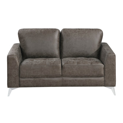 Homelegance Cazon Loveseat in Brownish Gray Polished Microfiber 9637BRG-2