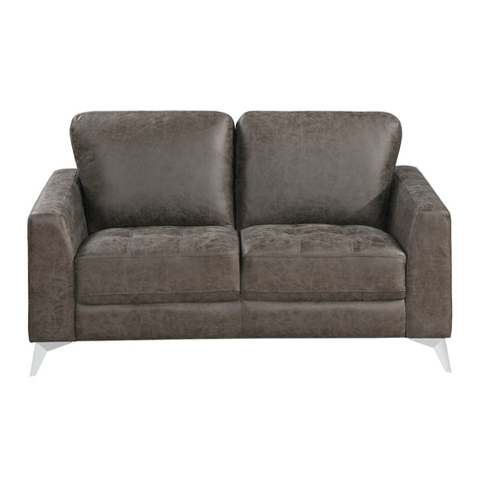 Homelegance Cazon Loveseat in Brownish Gray Polished Microfiber 9637BRG-2