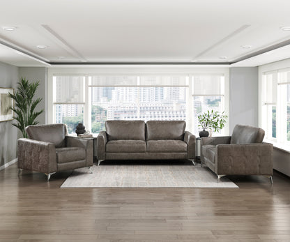 Homelegance Cazon Loveseat in Brownish Gray Polished Microfiber 9637BRG-2