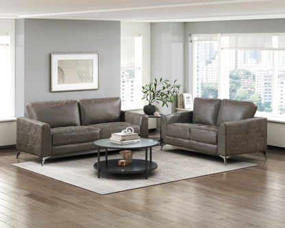 Homelegance Cazon Loveseat in Brownish Gray Polished Microfiber 9637BRG-2