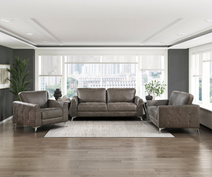 Homelegance Cazon Loveseat in Brownish Gray Polished Microfiber 9637BRG-2