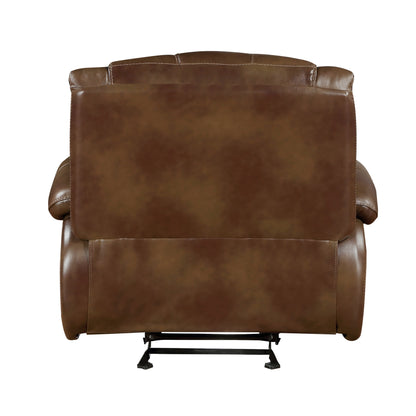 Homelegance Ellicott Glider Recliner Chair in Brown Leather 9639BR-1