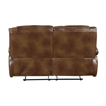 Homelegance Ellicott Brown Leather Loveseat Reclining 9639BR-2
