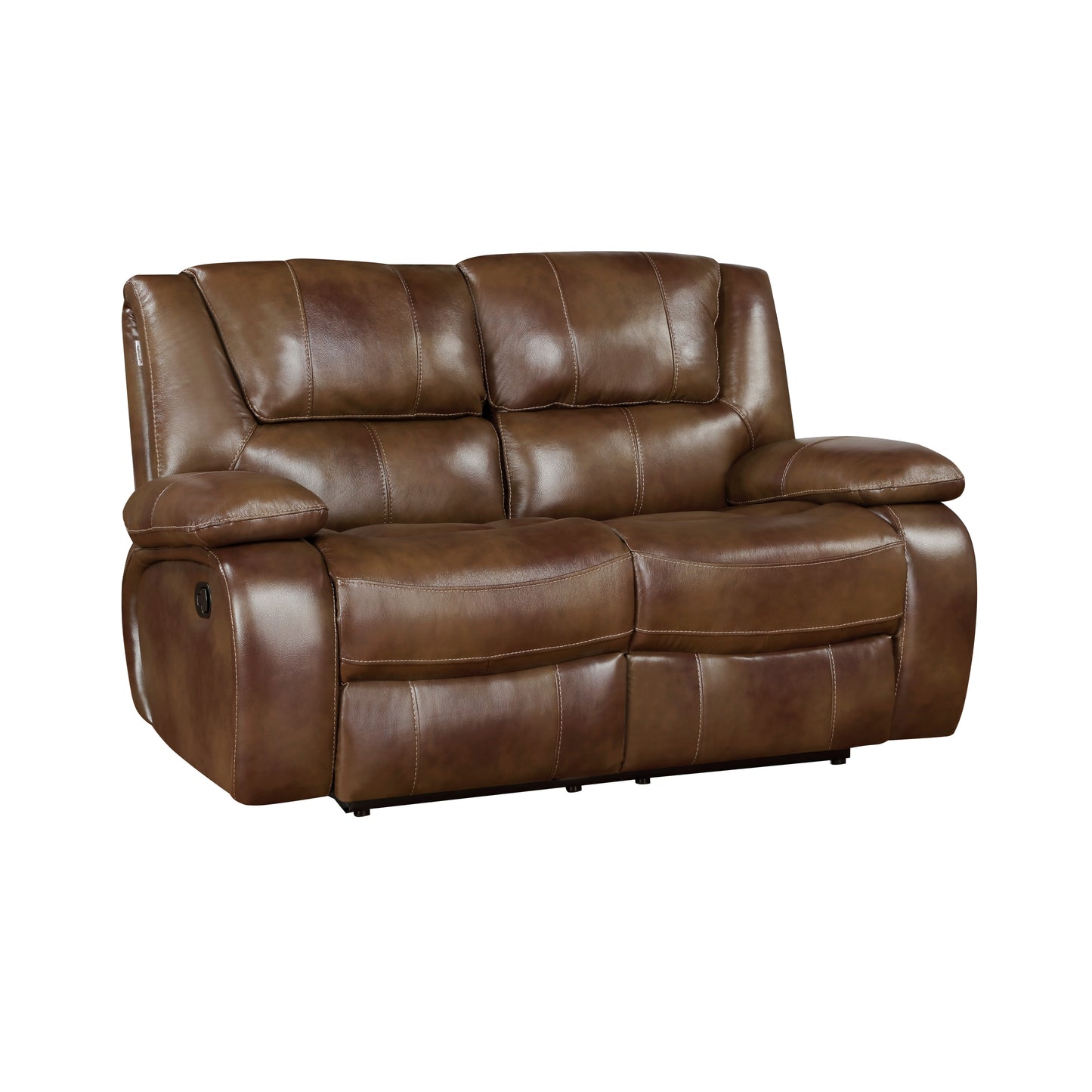 Homelegance Ellicott Brown Leather Loveseat Reclining 9639BR-2