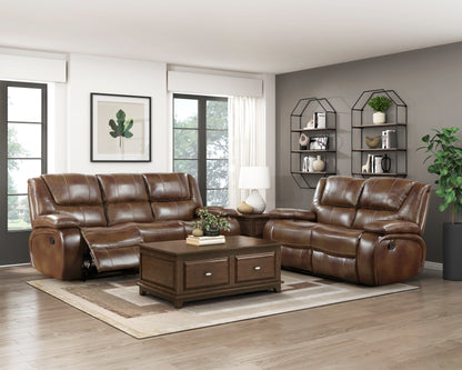 Homelegance Ellicott Brown Leather Loveseat Reclining 9639BR-2