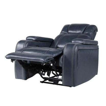 Homelegance Keziah Power Reclining Chair in Blue Top Grain Leather 9640BU-1PWH