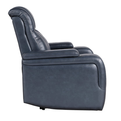 Homelegance Keziah Power Reclining Chair in Blue Top Grain Leather 9640BU-1PWH