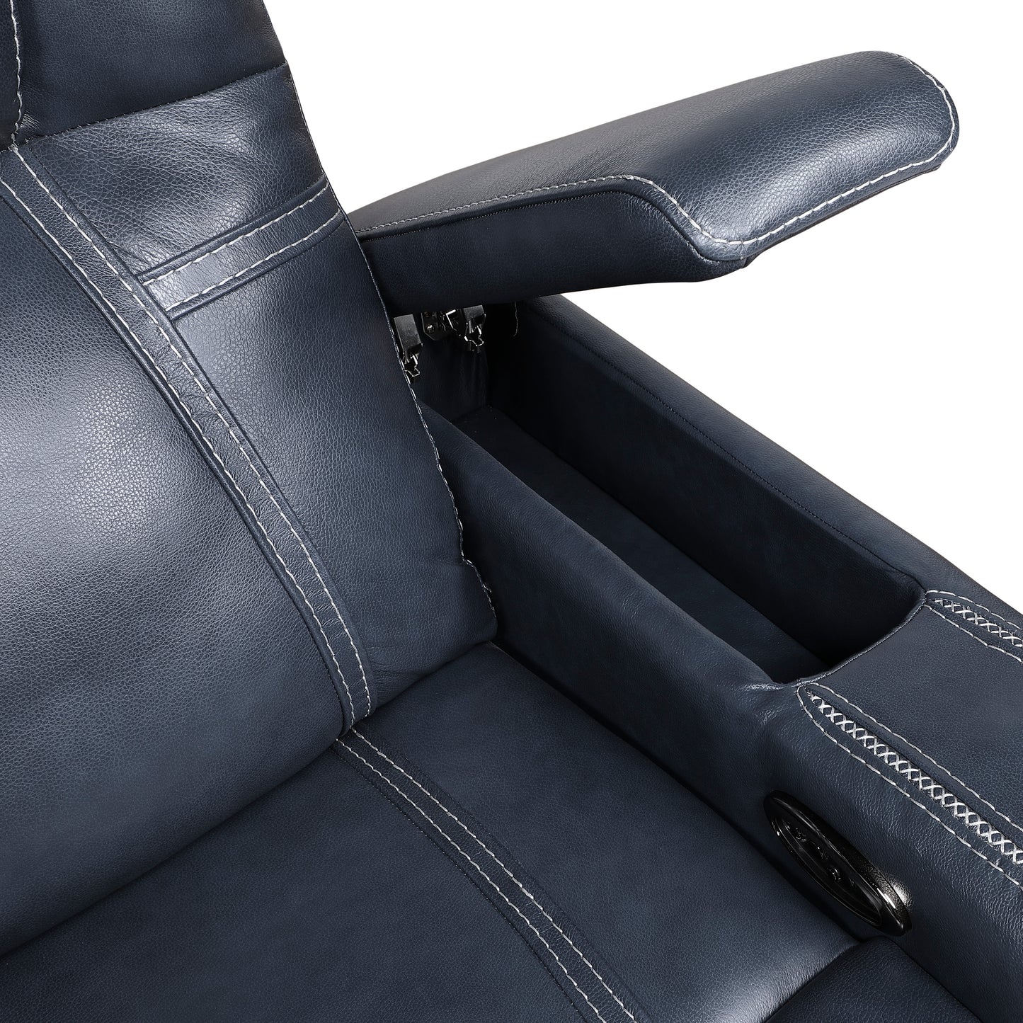 Homelegance Keziah Blue Power Reclining Loveseat with Center Console 9640BU-2PWH