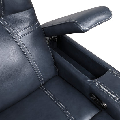 Homelegance Keziah Blue Power Reclining Loveseat with Center Console 9640BU-2PWH