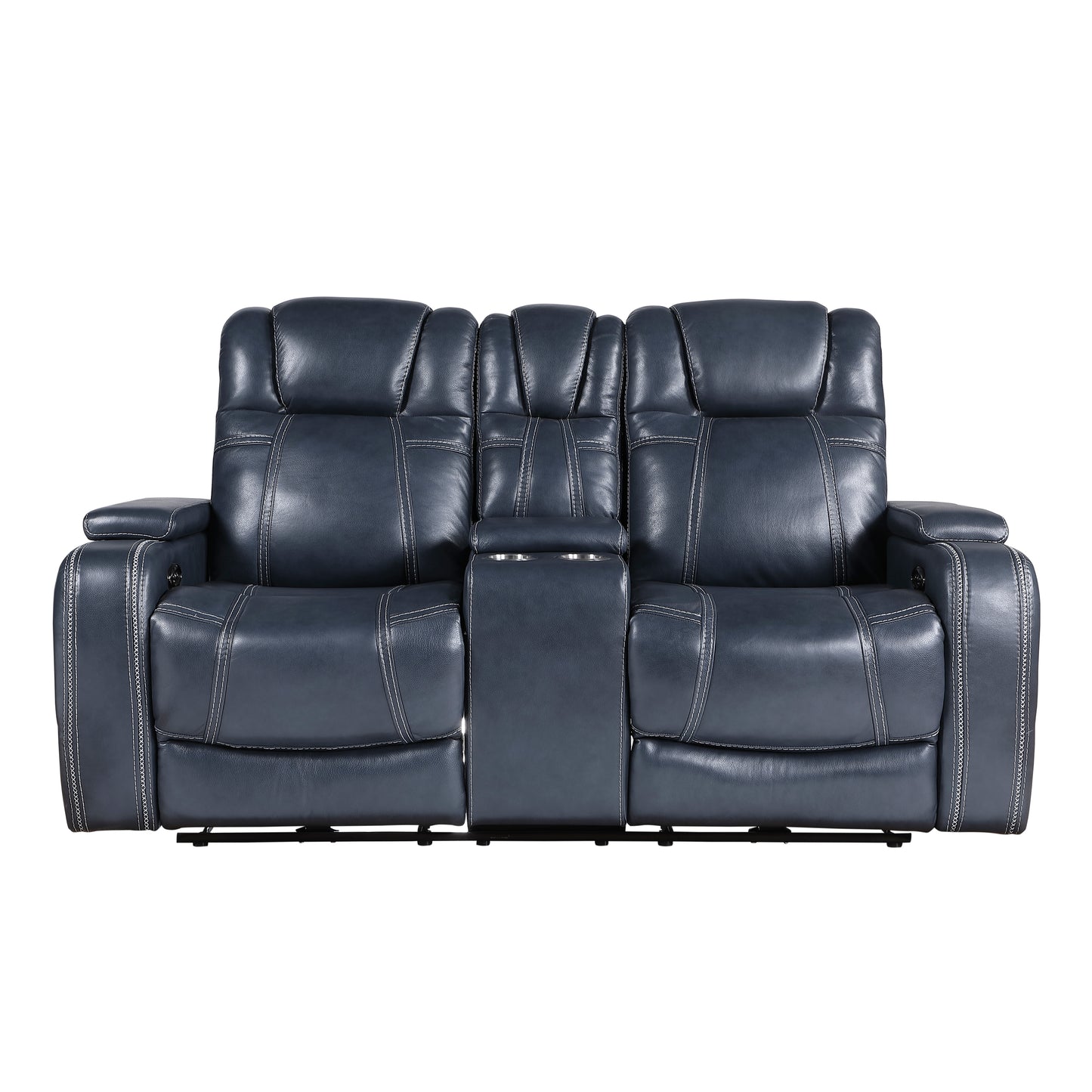 Homelegance Keziah Blue Power Reclining Loveseat with Center Console 9640BU-2PWH