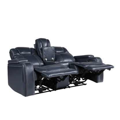 Homelegance Keziah Blue Power Reclining Loveseat with Center Console 9640BU-2PWH