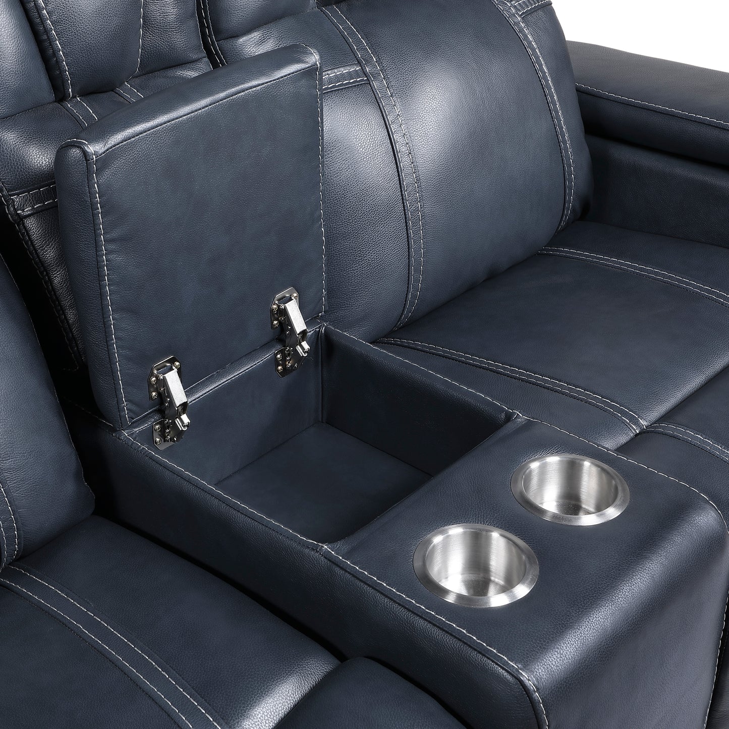 Homelegance Keziah Blue Power Reclining Loveseat with Center Console 9640BU-2PWH