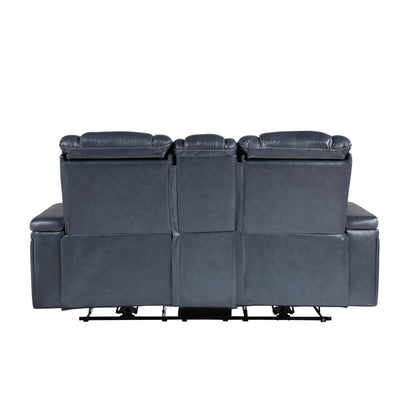 Homelegance Keziah Blue Power Reclining Loveseat with Center Console 9640BU-2PWH