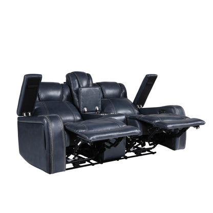Homelegance Keziah Blue Power Reclining Loveseat with Center Console 9640BU-2PWH