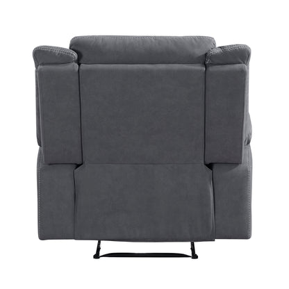 Homelegance Dean Reclining Chair in Gray Polished Microfiber with Contrast Piping 9646GY-1