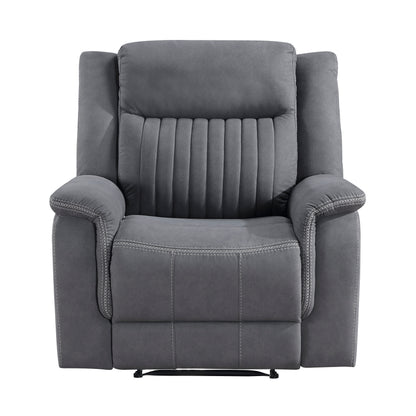 Homelegance Dean Reclining Chair in Gray Polished Microfiber with Contrast Piping 9646GY-1