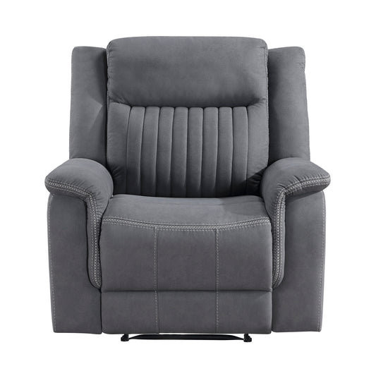 Homelegance Dean Reclining Chair in Gray Polished Microfiber with Contrast Piping 9646GY-1