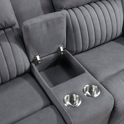 Homelegance Dean Loveseat Reclining with Center Console in Gray 9646GY-2