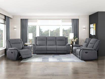 Homelegance Dean Reclining Chair in Gray Polished Microfiber with Contrast Piping 9646GY-1