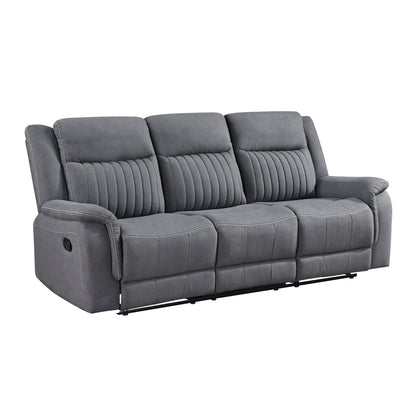 Homelegance Dean Sectional Sofa Gray Polished Microfiber Double Recliner 9646GY-3