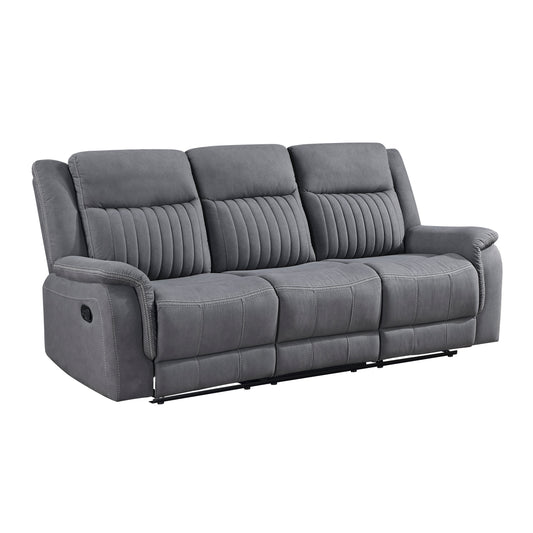 Homelegance Dean Sectional Sofa Gray Polished Microfiber Double Recliner 9646GY-3