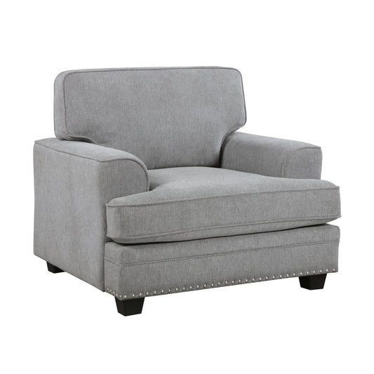 Homelegance Bradford Accent Chair in Gray Chenille with Nailhead Trim 9648GY-1