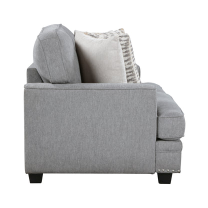 Homelegance Bradford Loveseat in Gray Chenille with Nailhead Trim 9648GY-2