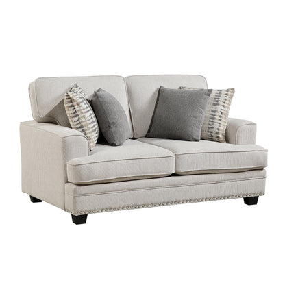 Homelegance Bradford Loveseat in Sand Chenille with Nailhead Trim 9648SN-2