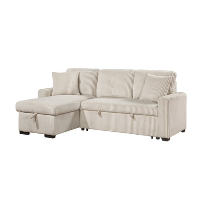 Homelegance Rhett Sectional Sofa Beige with Pull-Out Bed and Hidden Storage 9649BE-SC