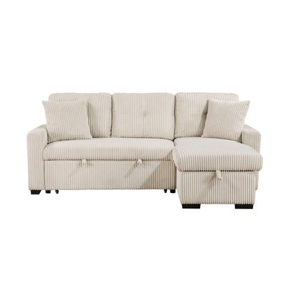 Homelegance Rhett Sectional Sofa Beige with Pull-Out Bed and Hidden Storage 9649BE-SC