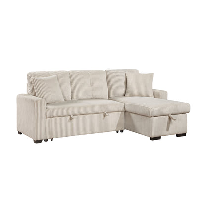 Homelegance Rhett Sectional Sofa Beige with Pull-Out Bed and Hidden Storage 9649BE-SC