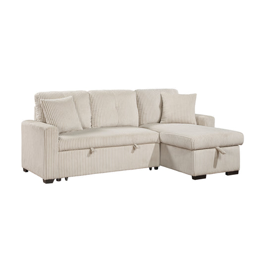 Homelegance Rhett Sectional Sofa Beige with Pull-Out Bed and Hidden Storage 9649BE-SC