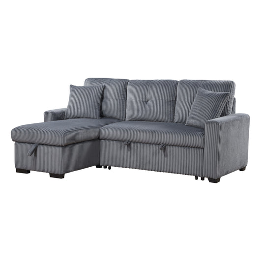 Homelegance Rhett Dark Gray Corduroy 3-Piece Reversible Sectional Sofa 9649DG-SC