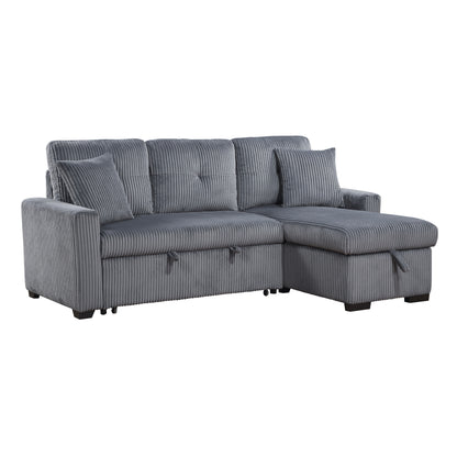 Homelegance Rhett Dark Gray Corduroy 3-Piece Reversible Sectional Sofa 9649DG-SC